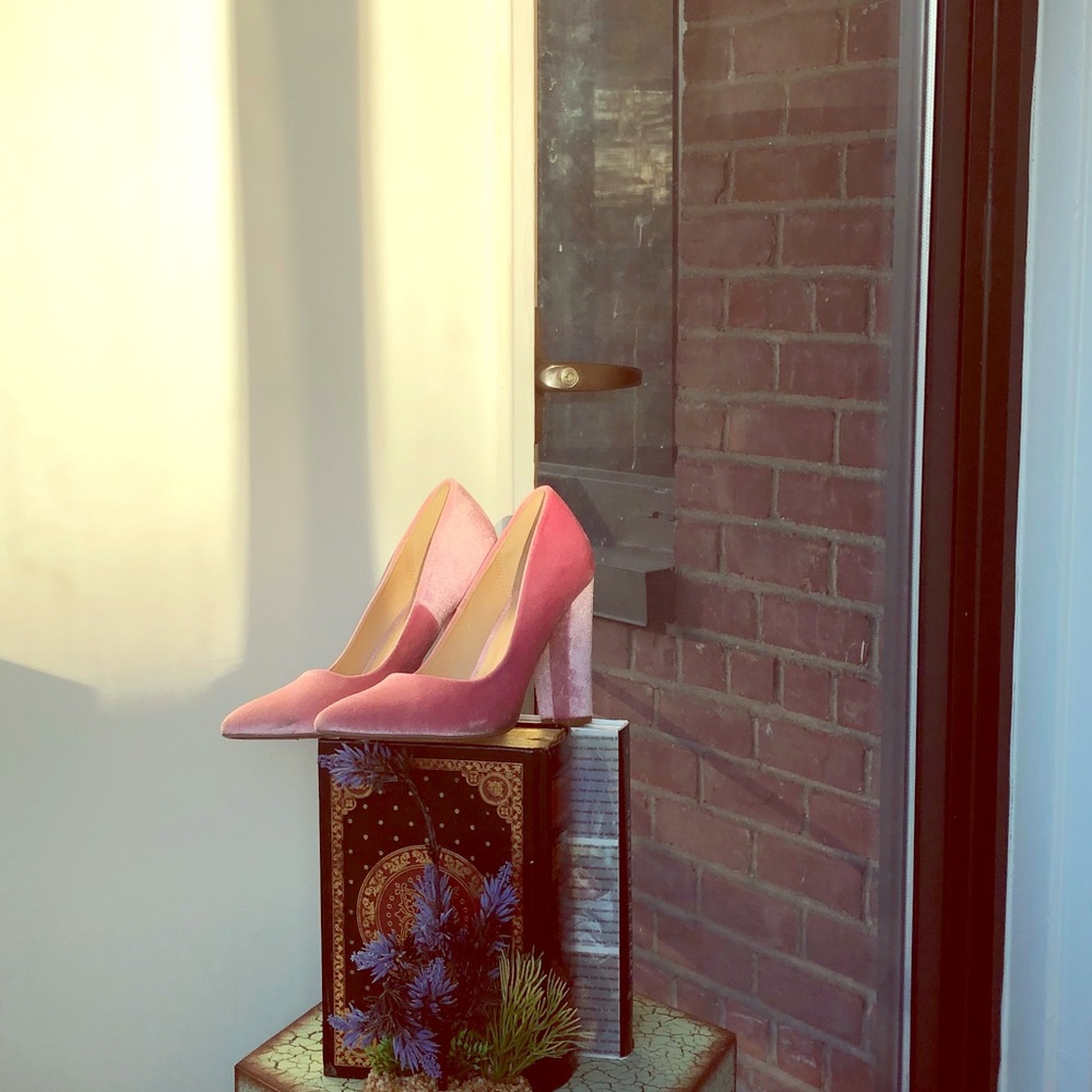 Light Pink Velvet Pumps